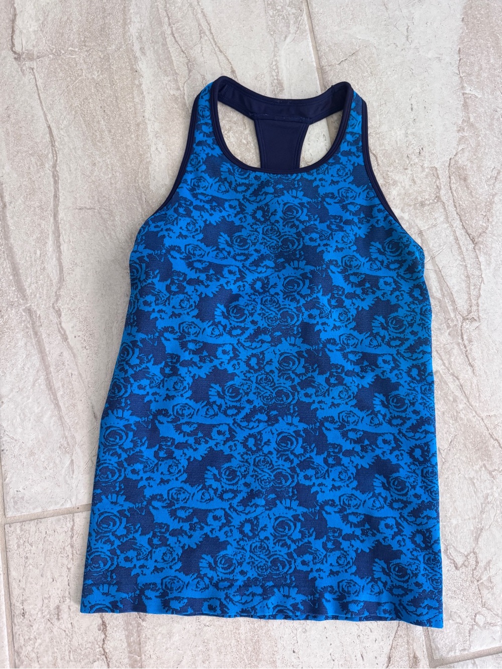 Fabletics Blue Floral Racerback Tank Top - Picture 2 of 5